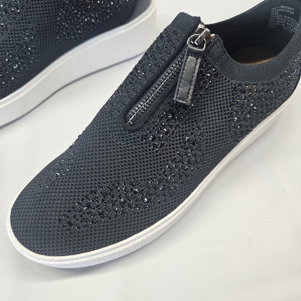 White Mountain Shoes Black Bling Embellishment Knit Slip On Sneakers Womens 9 - Picture 4 of 7